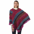 Winter Cloak Women Soft Knitted Print Tassel Cardigan Capes Shawl Coat Ponchos National Wind Sweater Shawl Elegant Cape Poncho